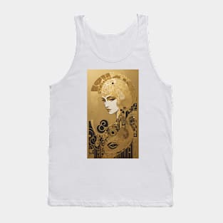 Gustav Klimt's Enigmatic Elegance: Inspired Woman in Radiant Reverie Tank Top